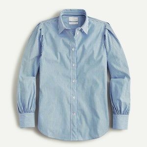 J Crew Puff Sleeve Striped Button Down